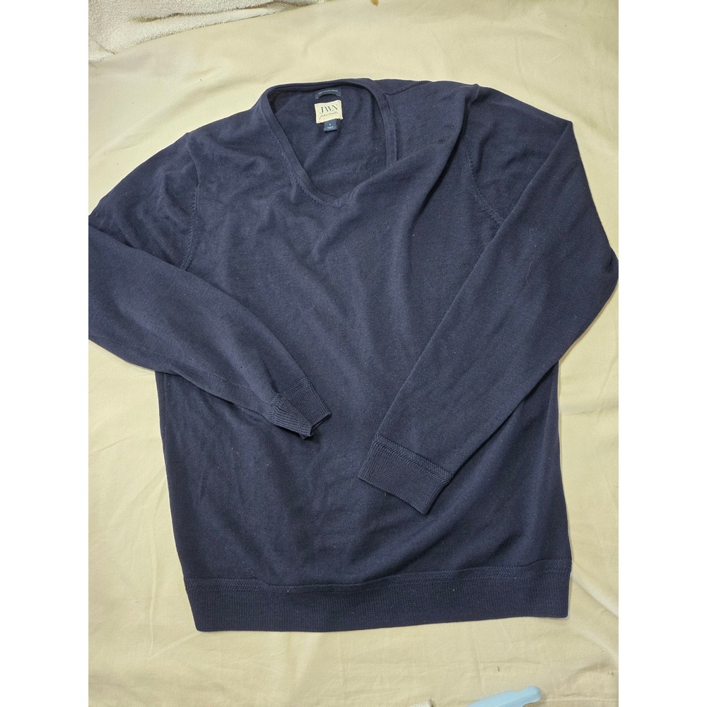 JWN John W Nordstrom Mens Navy Blue 100% Italian Merino Wool V-Neck Sweater L